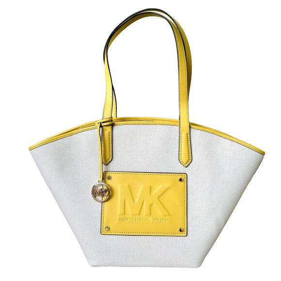 Michael Kors Kimber Tote Shopper Bag Daffodil Yellow Canvas NEW $558 w/Gift Box - Picture 1 of 9